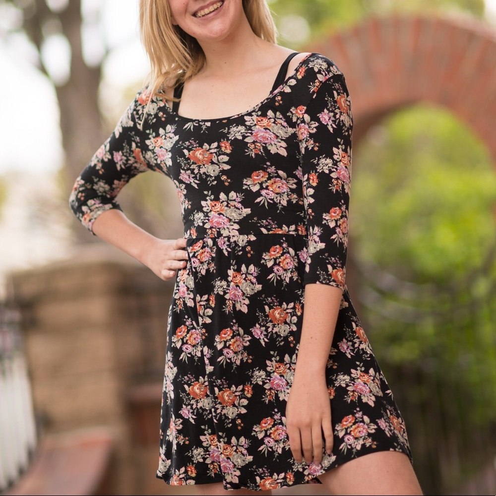 A line floral print summer dress